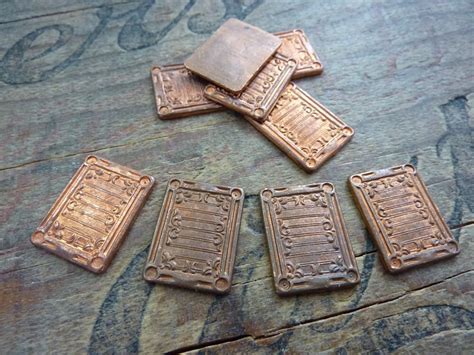 Vintage Solid Copper Square Stamping 20x15mm 4