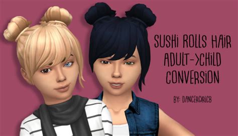 Child Hair Space Buns Sushi Rolls Female Sims 4 Children