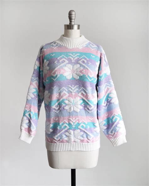 Pastel Fairy Kei Sweater Vintage 80s Sparkle Striped Sweater Etsy