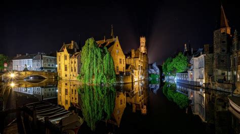 Bruges At Night Wallpaper Backiee