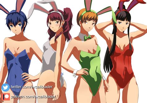 Rule 34 4girls Alternate Costume Amagi Yukiko Ass Atlus Breasts Excaliblader Female Female