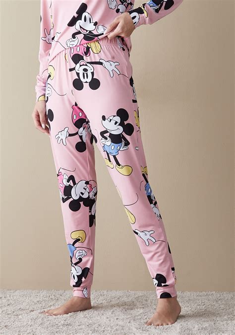 Buy All Over Mickey Mouse Print T Shirt And Pyjama Set Splash Uae