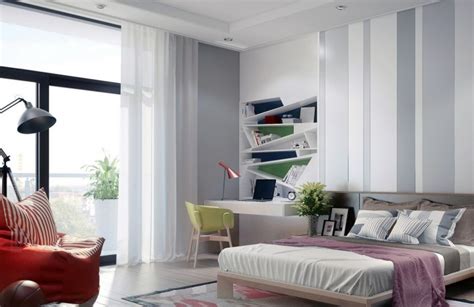 Amazing gallery of interior design and decorating ideas of purple striped bedroom walls in bedrooms, girl's rooms by elite interior designers. Dazzling Bedroom Designs With Striped Accent Walls