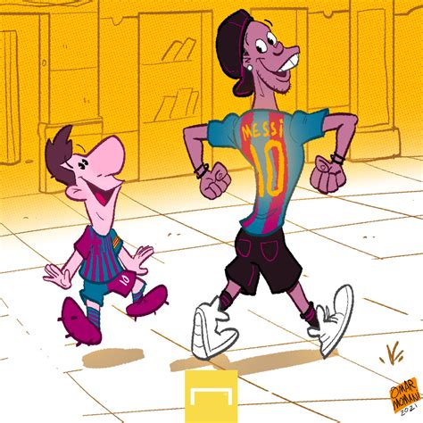 Omar Momani Cartoons Ronaldinho And Messi