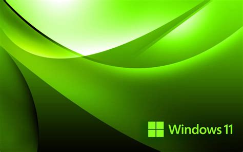 Abstract Green Background With Official Logo Of Windows 11