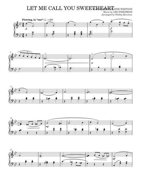 Let Me Call You Sweetheart Sheet Music For Piano Music Notes