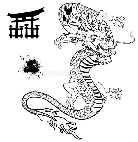 Japanese Dragon Tattoo Set3 Stock Vector - Illustration of chinese