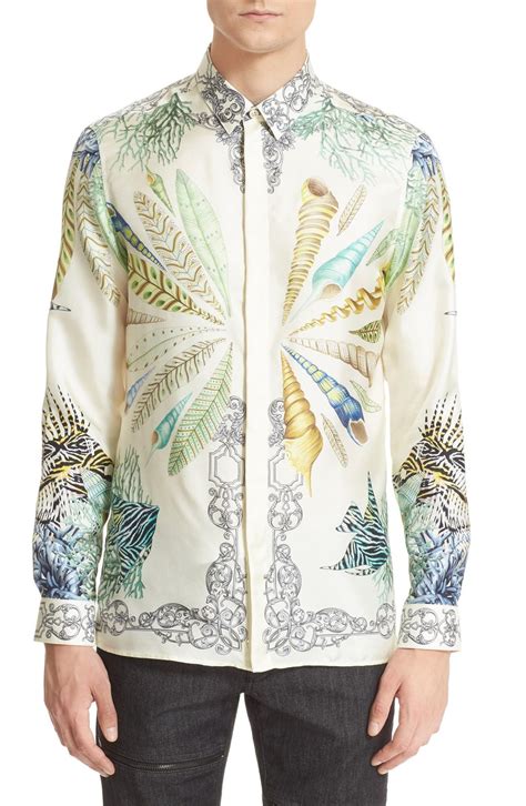 Versace Collection Trim Fit Sea Print Silk Shirt Nordstrom