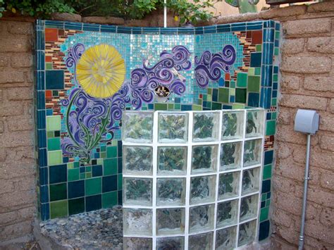 Custom Designed Mosaic Wall For An Outdoor Shower