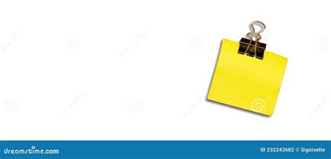 Yellow Notepad Or Sticky Note With Paperclip Set Isolated On White