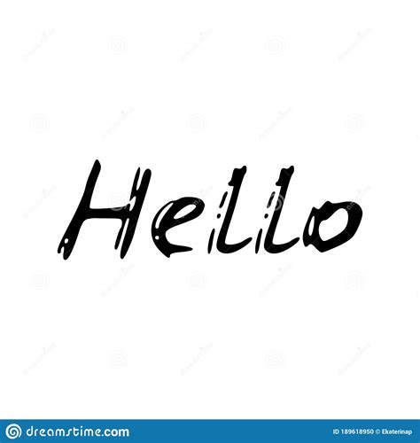 Hello Black Text Calligraphy Lettering Doodle By Hand Isolated On White Background Card