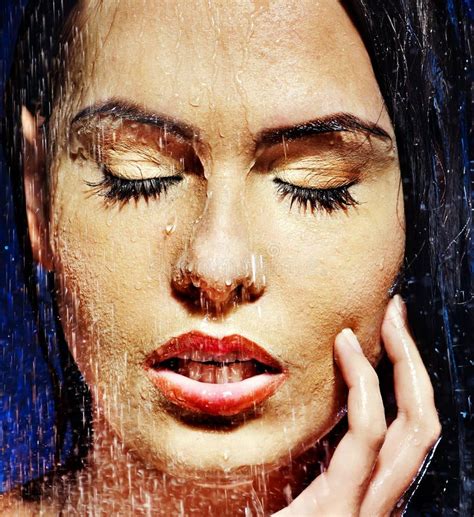 Wet Woman Face With Water Drop Stock Photo Image Of Concept Fresh