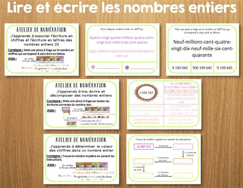 Ateliers autonomes Numération Lire et écrire des nombres entiers