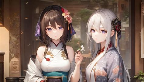 1366x768px Free Download Hd Wallpaper Ai Art Novel Ai Two Women