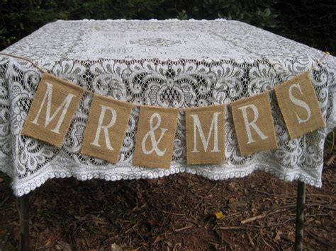 Mr And Mrs Burlap Sign Rustic Wedding Decor By Yourdivineaffair