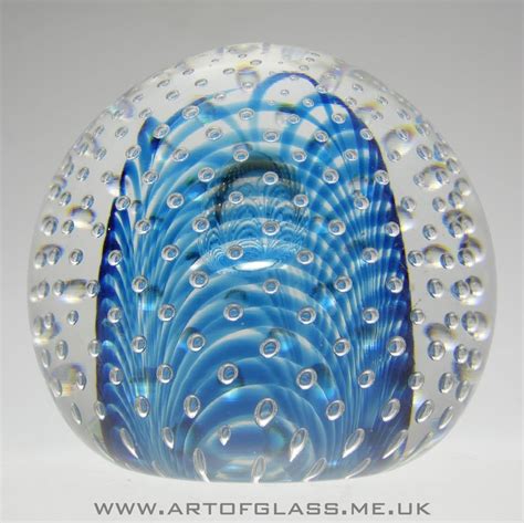 Vintage Blue Glass Paperweight With Controlled Bubbles Glass Paperweights Glass Art Art Of Glass