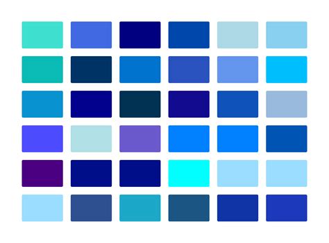 Blue Color Chart With Names