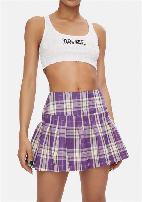 Current Mood Plaid Pleated Mini Skirt Purple Dolls Kill