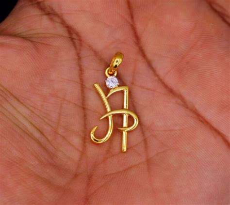 22k Yellow Gold Solid Handmade Alphabet H Pendant All Letters Stylish