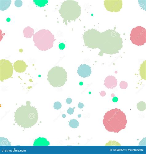 Vector Colorful Seamless Pattern With Ink Splash Blot And Brush Stroke