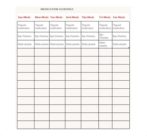 Medication Schedule Template 14 Free Word Excel Pdf Format Download