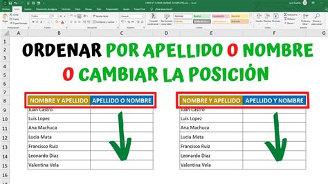 Como Ordenar Por Apellido O Nombre O Cambiar La Posici N De Los Datos