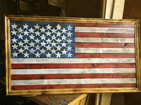 Wood American Flag I Made Out Of Scrap Wood And Stain American Flag