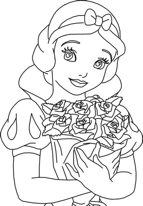 Each rose coloring page is a unique design you won t find anywhere else. Snow White Holding Bouquet Of Rose Coloring Page : Color Luna