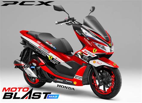 Modifikasi Striping Honda PCX 150 Red Ferrari | MOTOBLAST