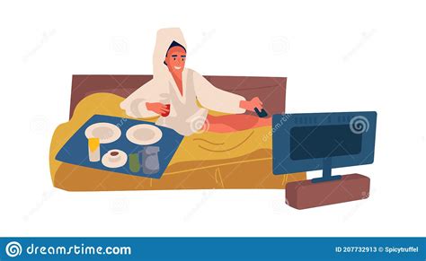 Woman Spending Weekend At Home Cartoon Female Drinking Wine And