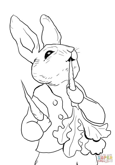 Peter Rabbit Eating Radishes Coloring Page Printable Peter Page | Mrs