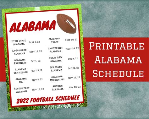 Alabama Football Schedule Printable Schedule PDF Football Schedule