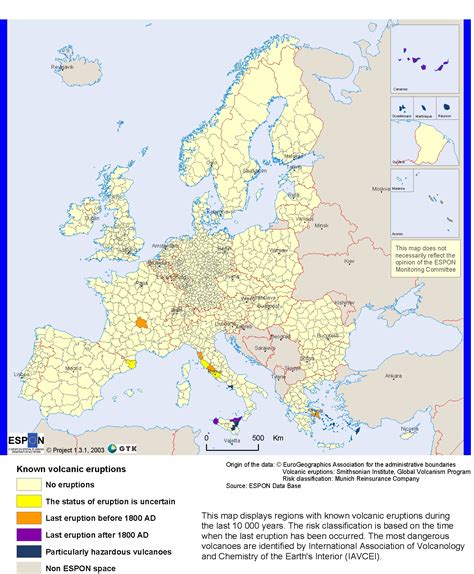 Europe Volcanic Hazard Map Maps Knowledge Base Preventionweb Net