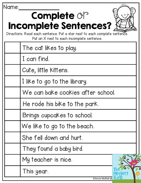 Identifying Sentences Worksheets