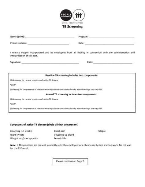 Printable Tb Test Form For Employment Pdf