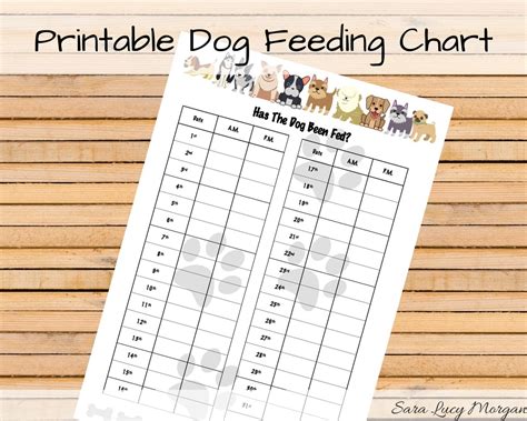 Monthly Printable Dog Feeding Chart Dog Food Schedule Pet Food