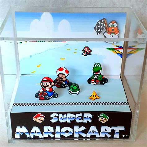 Super Mario Kart Nintendo Snes 3d Cube Handmade Diorama Ai Cases Dolls