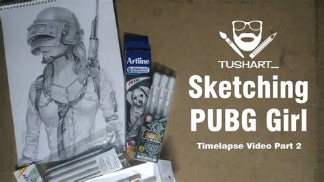 Sketching PUBG Girl Timelapse Video Part 2 YouTube