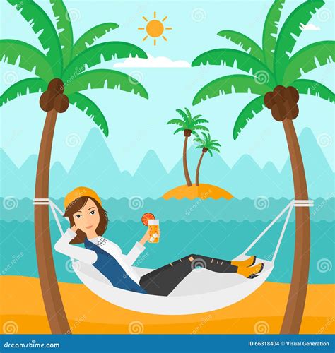 Woman Chilling In Hammock Stock Vector Illustration Of People 66318404