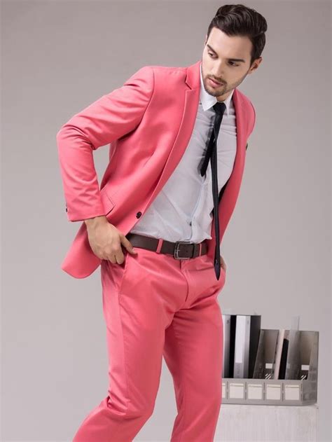 2017 Latest Coat Pant Designs Hot Pink Men Suit Terno Slim Fit Groom