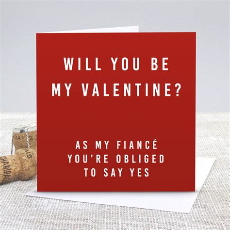 Fiancé Be My Valentine Red Valentines Day Card By Slice Of Pie