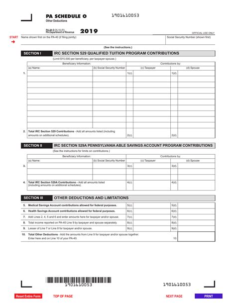 Form Pa 40 Schedule O 2019 Fill Out Sign Online And Download