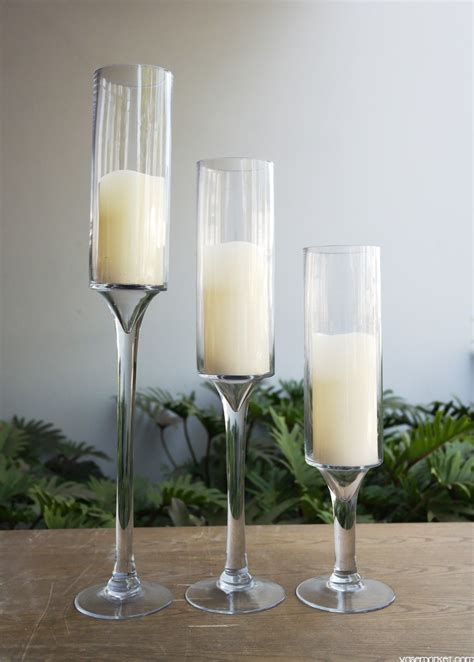 20 Tall Glass Candle Holders The Grand Hotel Crystal Ball Pillar