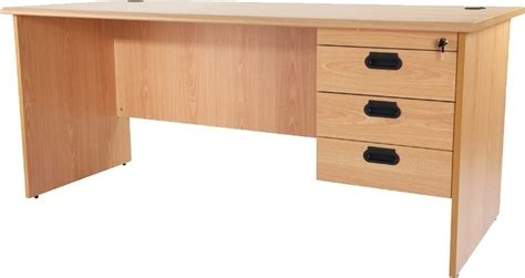 Mahmayi Bess Office Desk With Fixed Drawers Beige Executive Table
