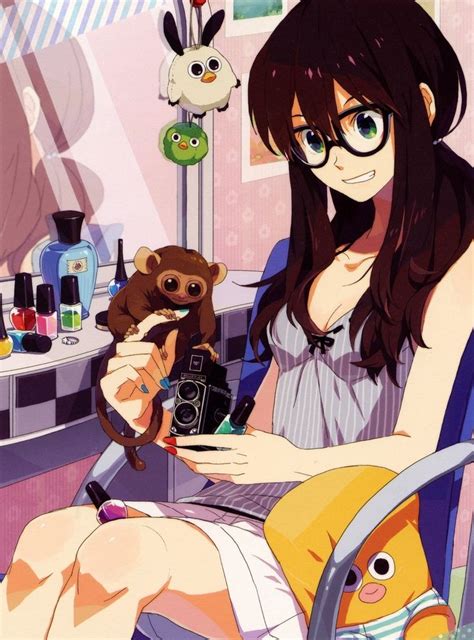 17 Best Images About Anime Girl Brown Hair And Glasses On