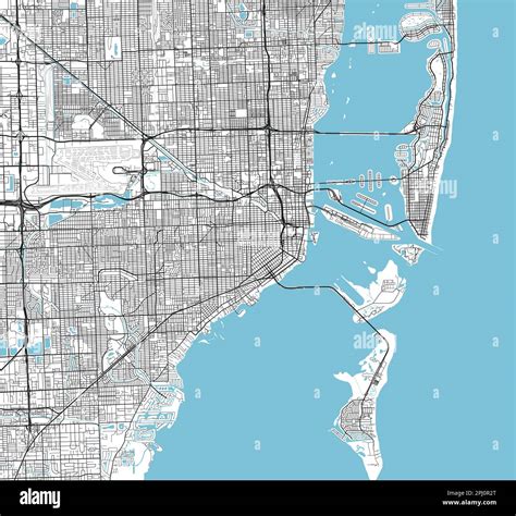 Black And White Vector City Map Of Miami With Well Organized Separated