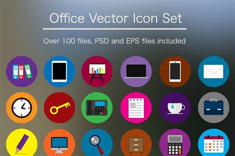 Flat Office Icon Pack Psd And Vector Creative Daddy