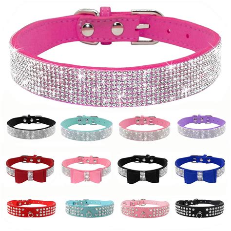 Bingpet safety nylon reflective cat collar with bell and bling paw charm. Bling Rhinestone Puppy Cat Collars Adjustable Leather ...