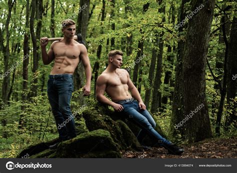 Topless Shirtless Male Models And Jeans Pants Naked Summer Men Full