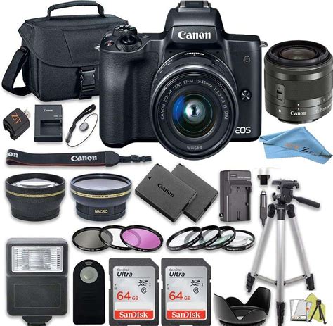 Canon Eos M50 Mirrorless Camera Kit With 15 45mm Lens And Accessory Kit